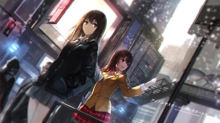 two female anime characters illustration, untitled, Shibuya Rin